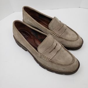 Born Tan Suede Penny Loafers
